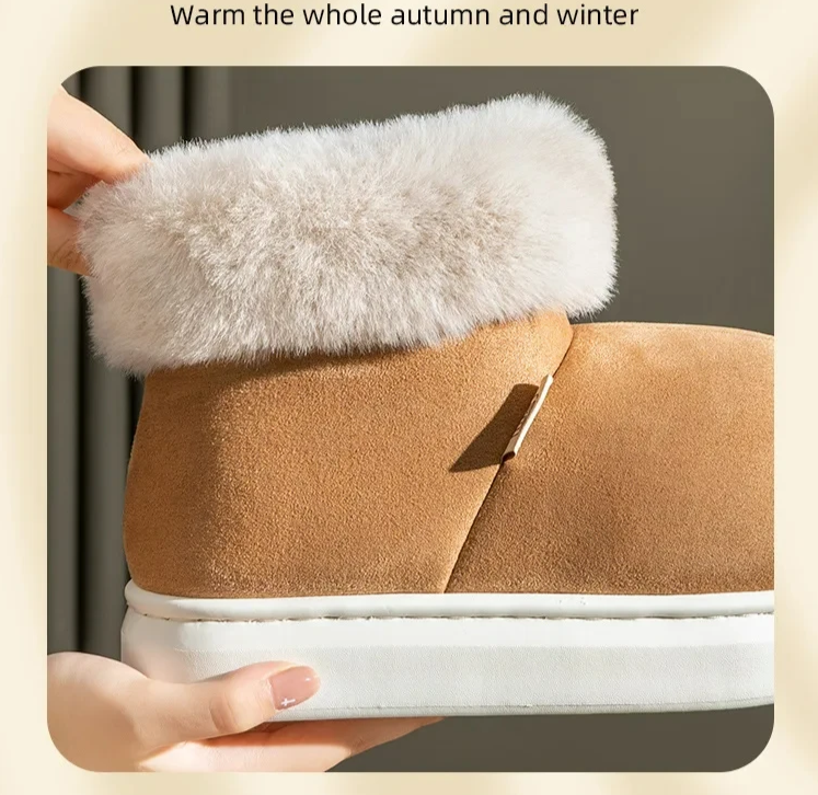 Winter Fur Women's Shoes boots slippers that are Cozy, Antiskid sole Fashionable Solid Colors, Perfect for even Outdoor Warmth and Casual Comfort