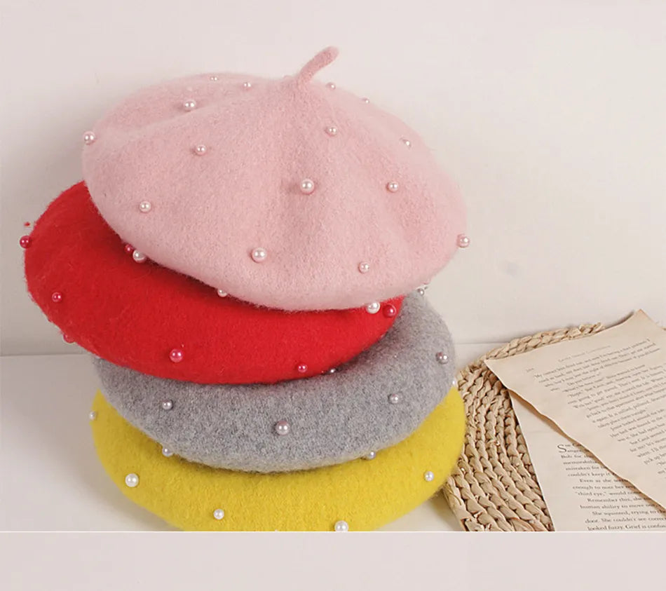 Princess cute lovely pearl baby beret for girls (Kids) - Stylish Beanies for all seasons