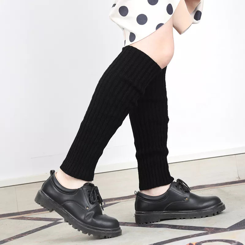 Leg Warmer knit socks with wool blend ball detail for women or girls