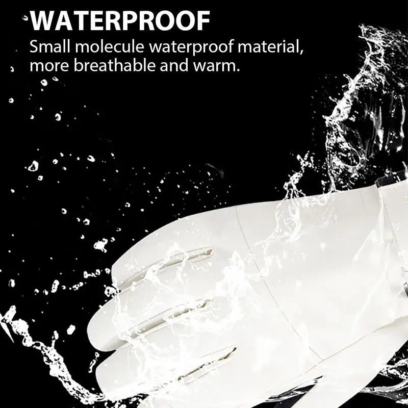 Windproof-waterproof warm fleece touch screen ski gloves