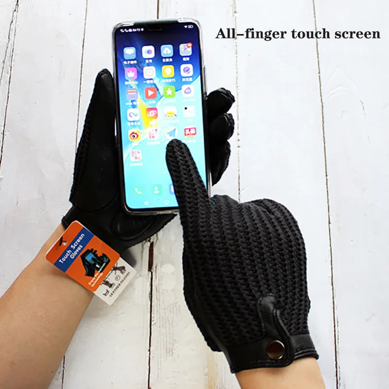 Chic Leather Women's Sheepskin Gloves that are Non-Slip, Touchscreen, Breathable for Driving and Riding excellent gift