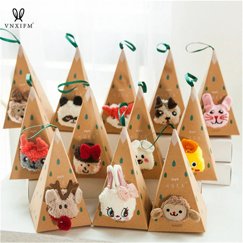 Cute animal Christmas socks with 3d fluffy coral velvet, thick and warm winter gift for women