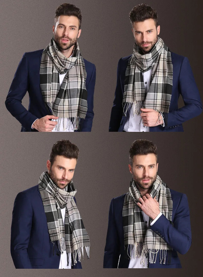 High quality fashion elegant shawl scarves men for extra winter warmth scarf for business cotton wraps