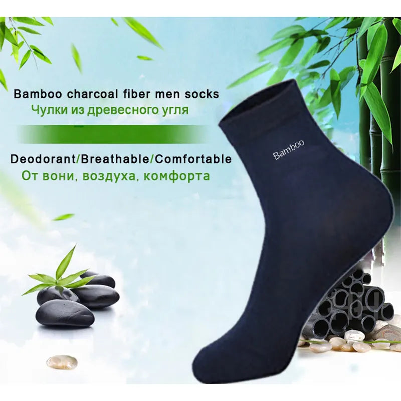 Men's Bamboo Crew Socks, Ideal for Business & Casual Wear, High-Quality 10 pairs per pack