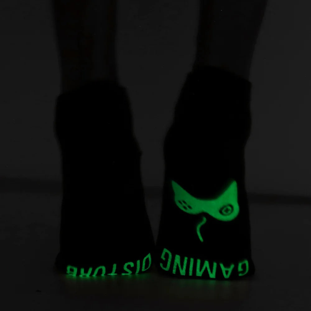Black men's cotton socks luminous funny gaming gamer