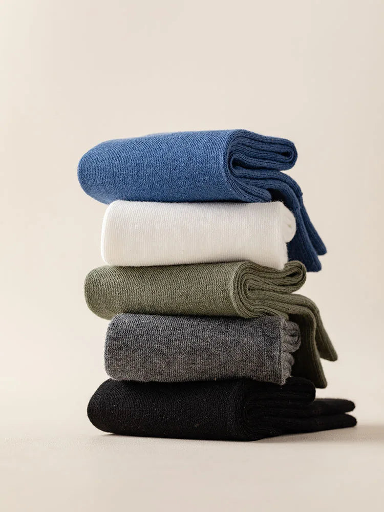 5 Pairs of Men's Thick Cotton Vertical Striped Long Socks business or trendy casual