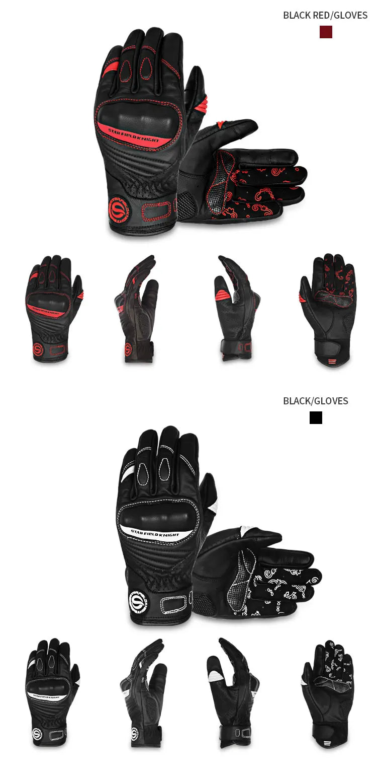 Gants de moto pour femmes en cuir de chèvre véritable, élégance pour écran tactile avec protection des articulations, style rétro d'été