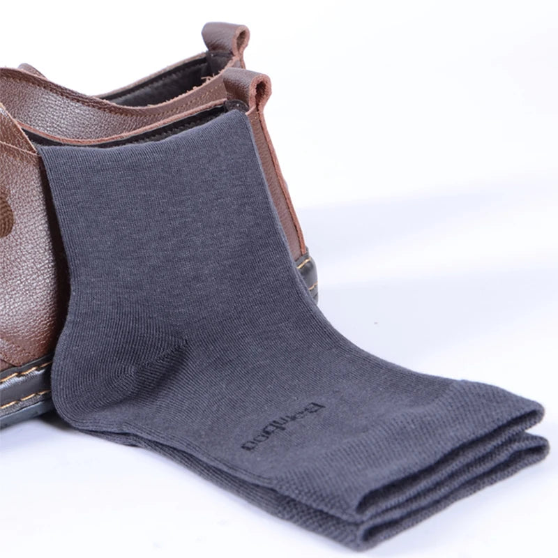 Men's Bamboo Crew Socks, Ideal for Business & Casual Wear, High-Quality 10 pairs per pack
