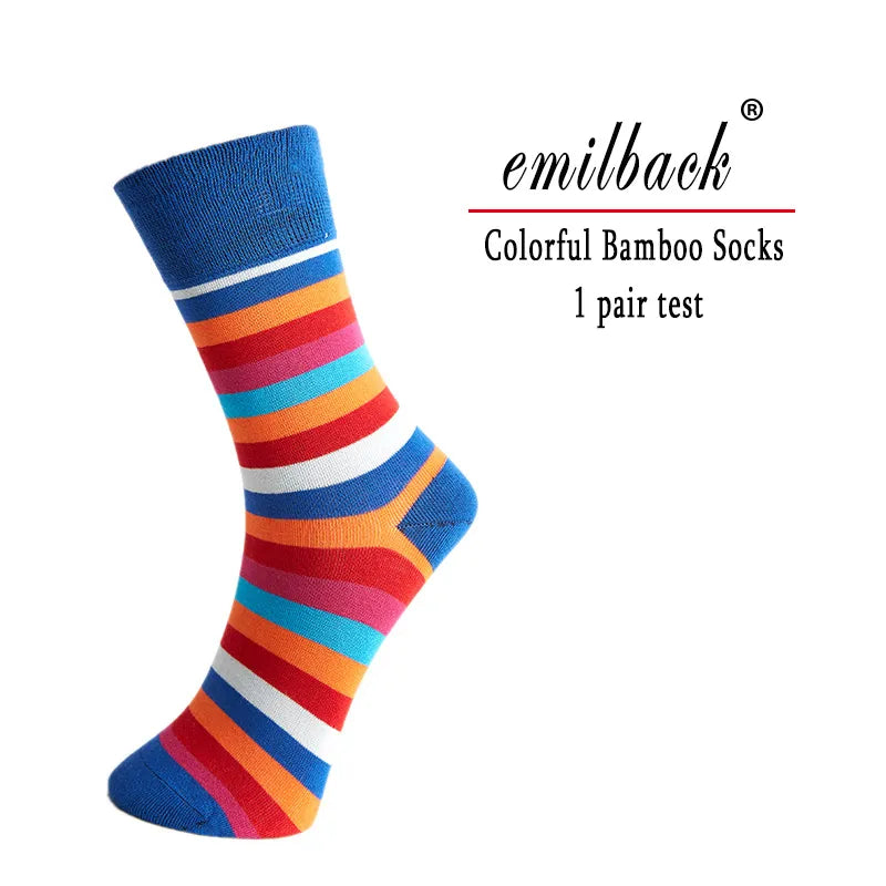5 Paar bunte, weiche, atmungsaktive Herrensocken aus Bambusmischung