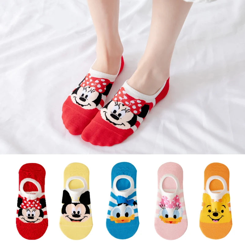 5 pairs Disney luney tunes cartoon socks - cute & casual women's invisible socks (size 34-40)