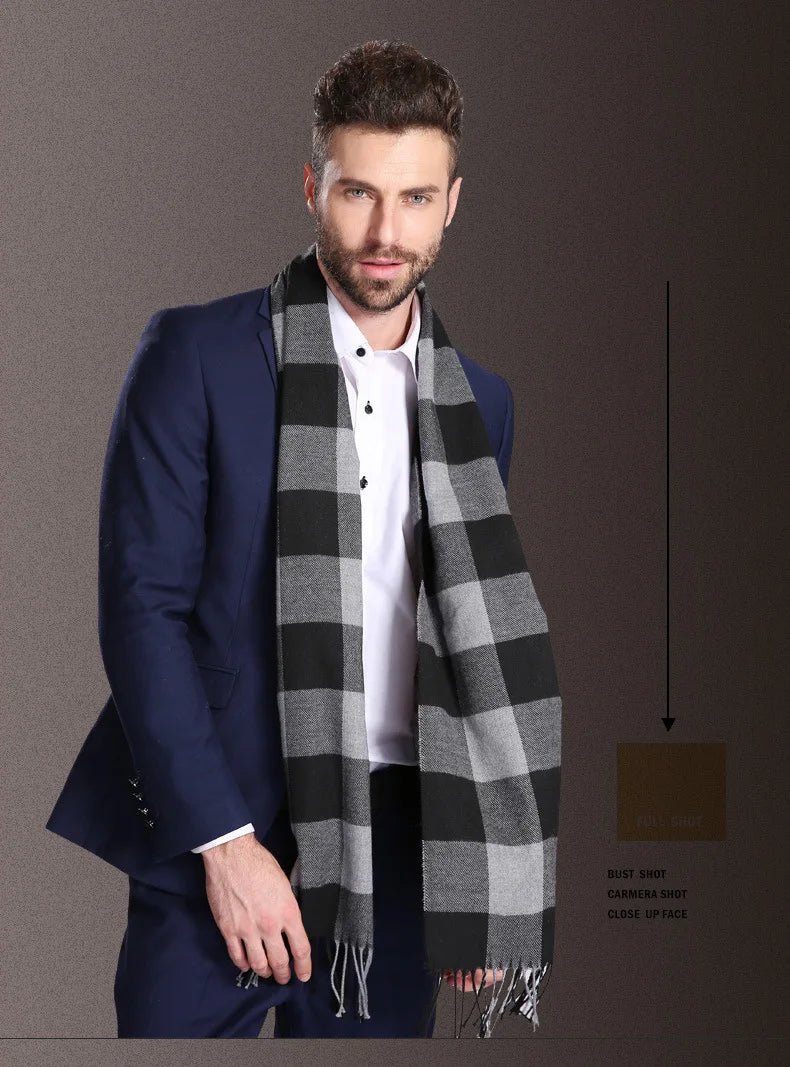 High quality fashion elegant shawl scarves men for extra winter warmth scarf for business cotton wraps
