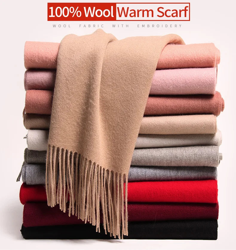 Elegant pure Wool Scarf / Pashmina with Tassels