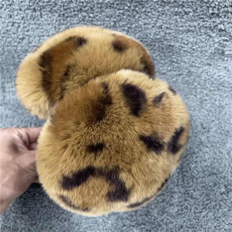 pure luxury with 100% natural rex rabbit fur earmuff women's for winter keep warm ear cover