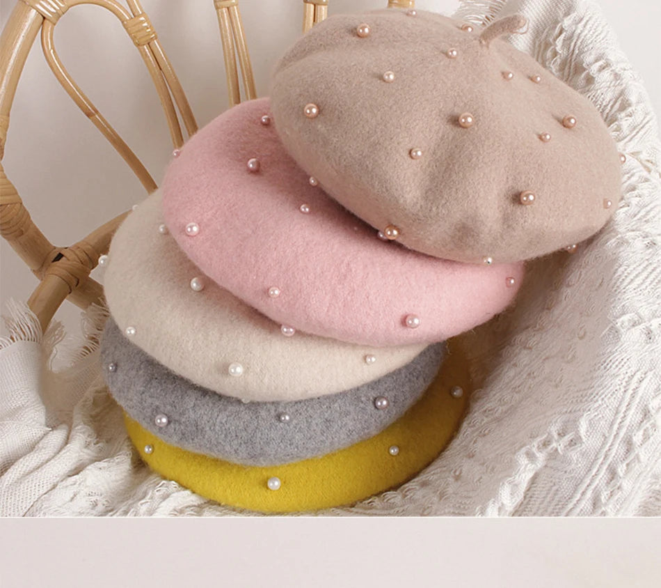 Princess cute lovely pearl baby beret for girls (Kids) - Stylish Beanies for all seasons