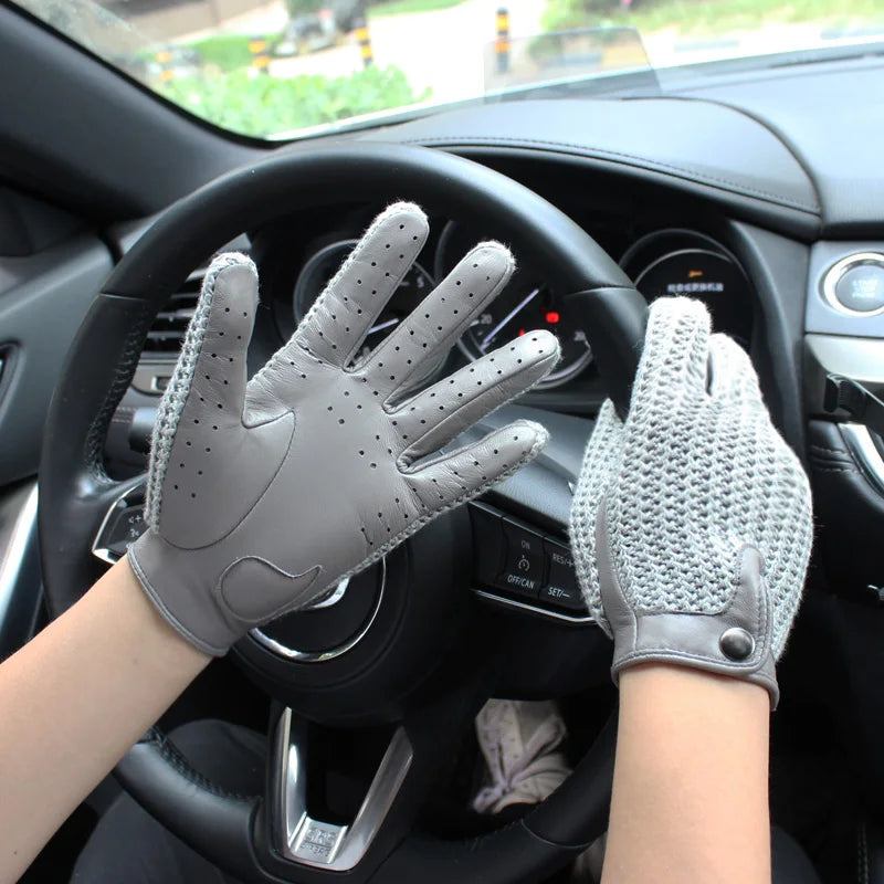 Chic Leather Women's Sheepskin Gloves that are Non-Slip, Touchscreen, Breathable for Driving and Riding excellent gift