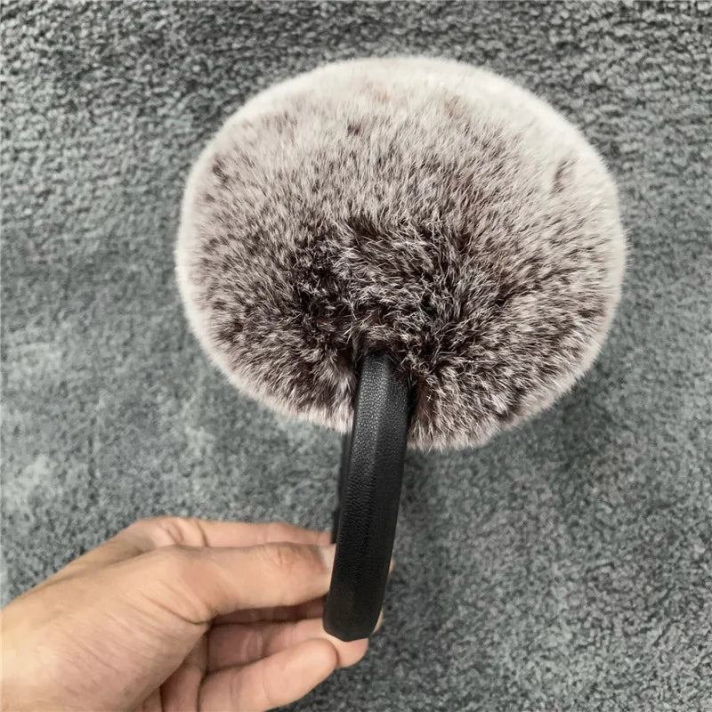 pure luxury with 100% natural rex rabbit fur earmuff women's for winter keep warm ear cover