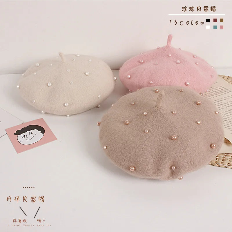 Princess cute lovely pearl baby beret for girls (Kids) - Stylish Beanies for all seasons