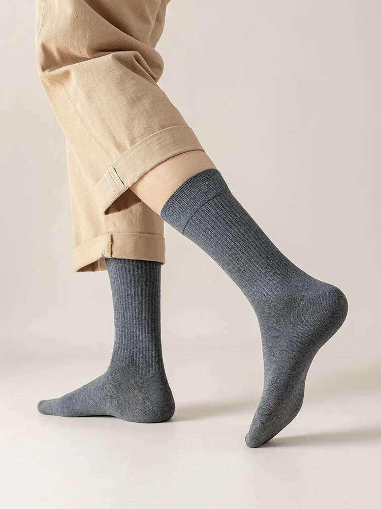 5 Pairs of Men's Thick Cotton Vertical Striped Long Socks business or trendy casual