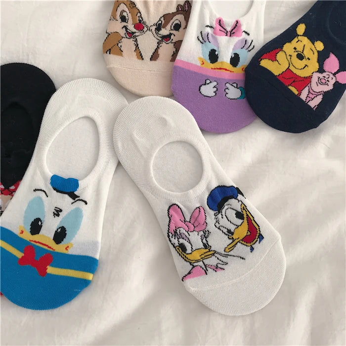 5 pairs Disney luney tunes cartoon socks - cute & casual women's invisible socks (size 34-40)