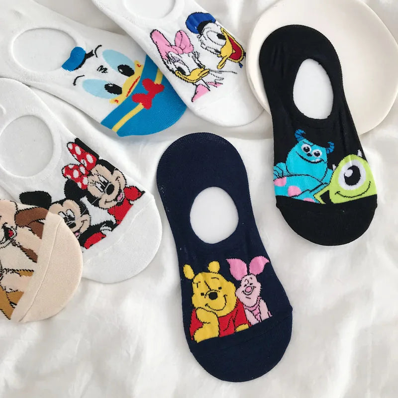 5 pairs Disney luney tunes cartoon socks - cute & casual women's invisible socks (size 34-40)