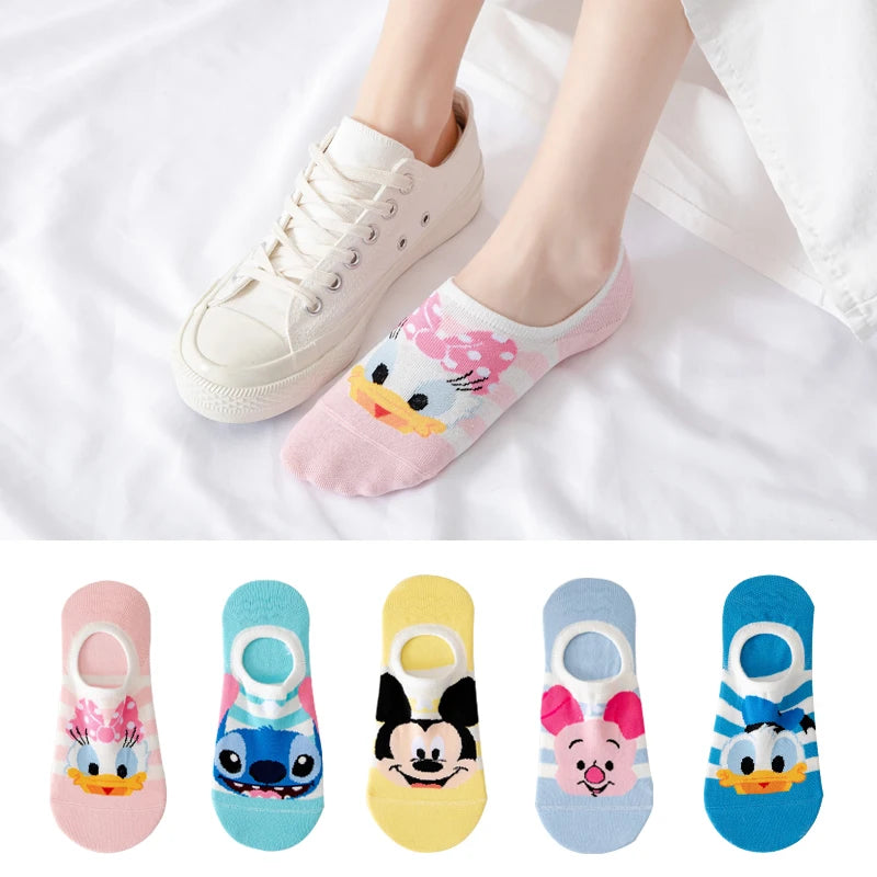 5 pairs Disney luney tunes cartoon socks - cute & casual women's invisible socks (size 34-40)