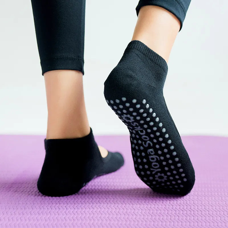 Women High Quality Pilates Socks Anti-Slip Breathable Backless Yoga Socks Ladies Ballet Dance Sports Socks for Fitness Gym