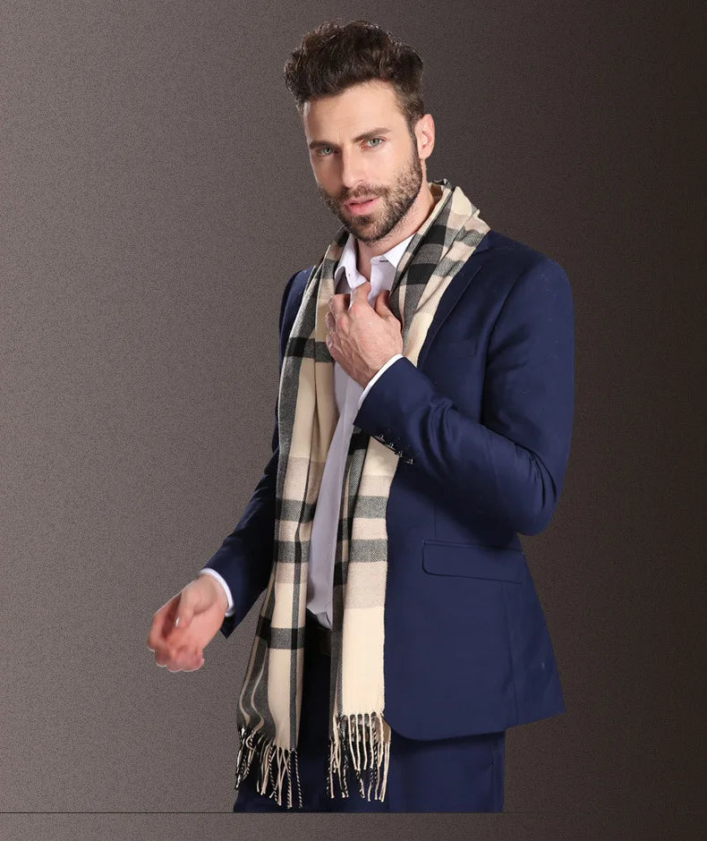 High quality fashion elegant shawl scarves men for extra winter warmth scarf for business cotton wraps