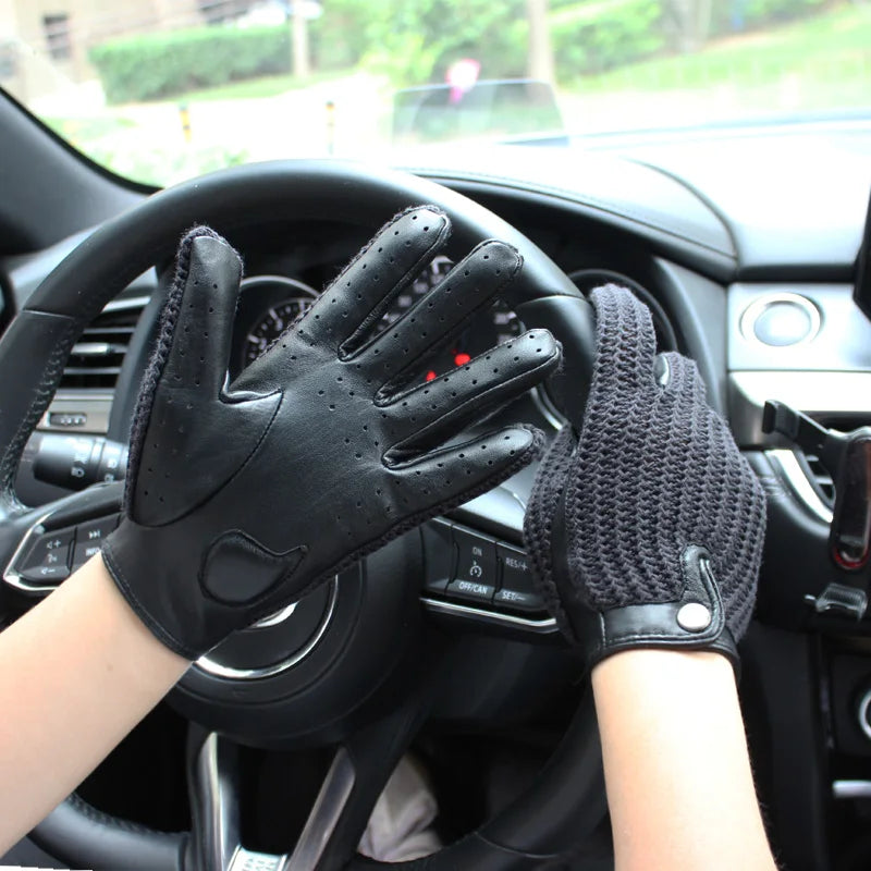 Chic Leather Women's Sheepskin Gloves that are Non-Slip, Touchscreen, Breathable for Driving and Riding excellent gift