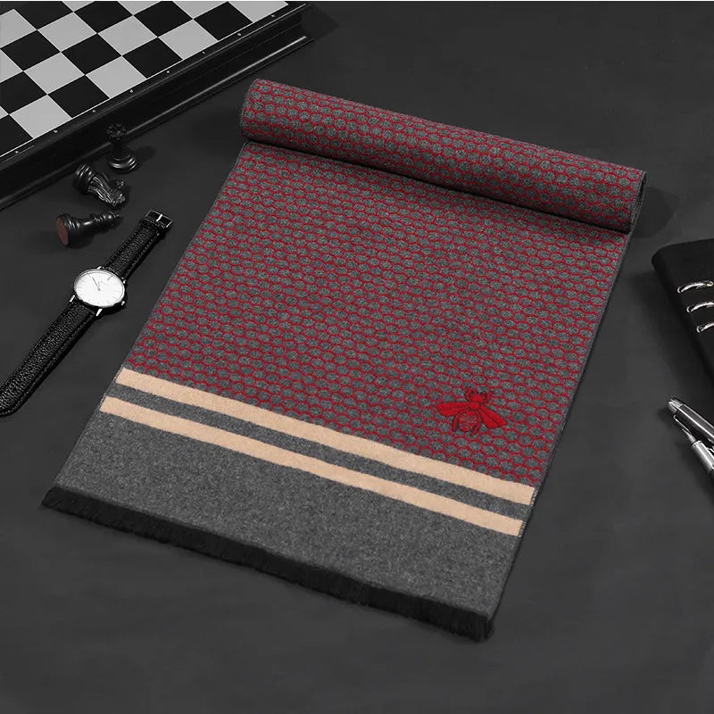 High-Quality Winter classic cashmere feel blend scarf for Men vintage long luxury shawl great gift