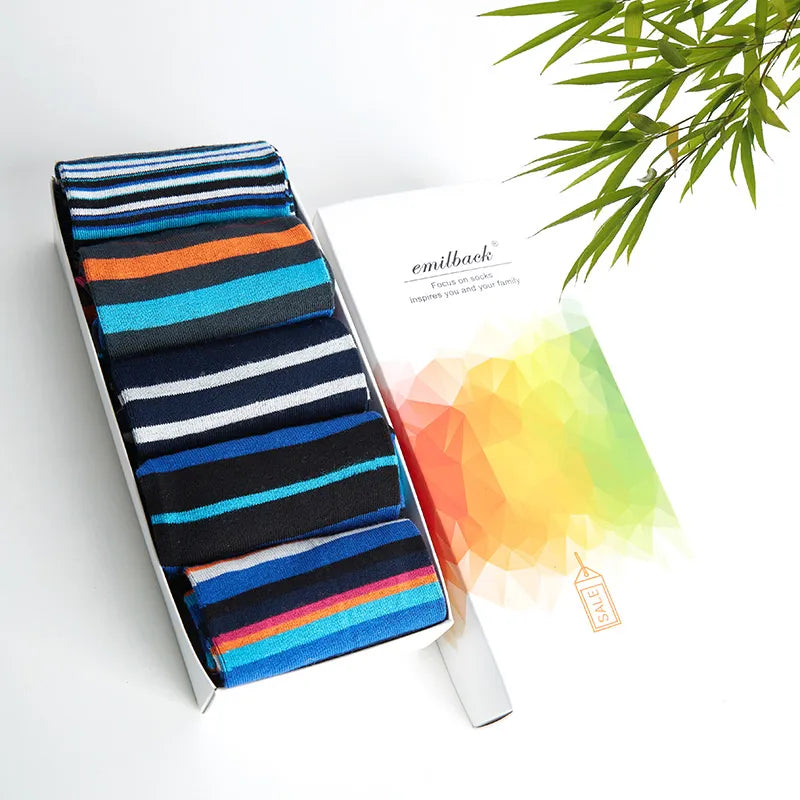 5 Paar bunte, weiche, atmungsaktive Herrensocken aus Bambusmischung