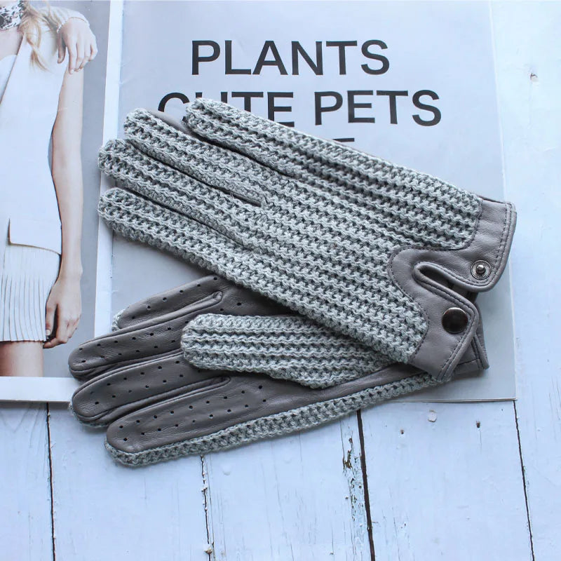 Chic Leather Women's Sheepskin Gloves that are Non-Slip, Touchscreen, Breathable for Driving and Riding excellent gift