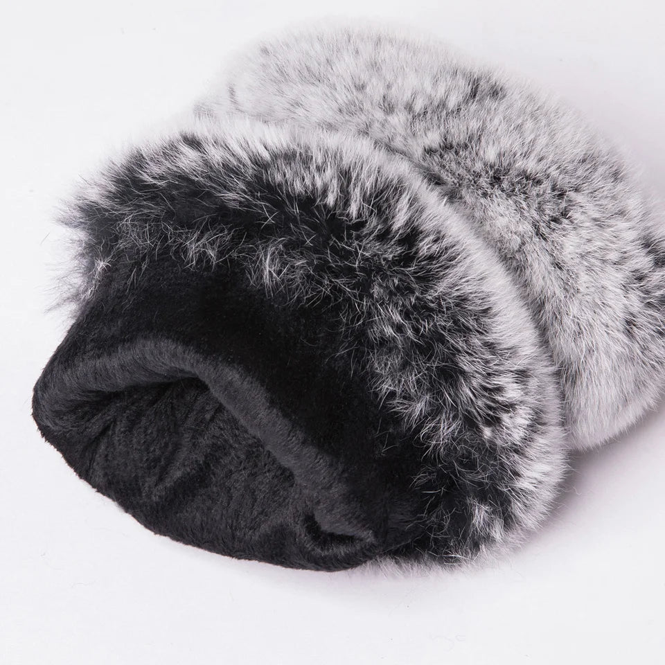 chic winter elegance: women's genuine leather rex rabbit fur fingerless driving gloves - plaid sheepskin mittens
