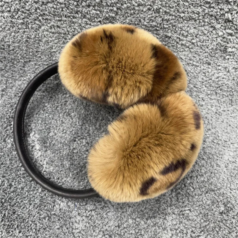 pure luxury with 100% natural rex rabbit fur earmuff women's for winter keep warm ear cover