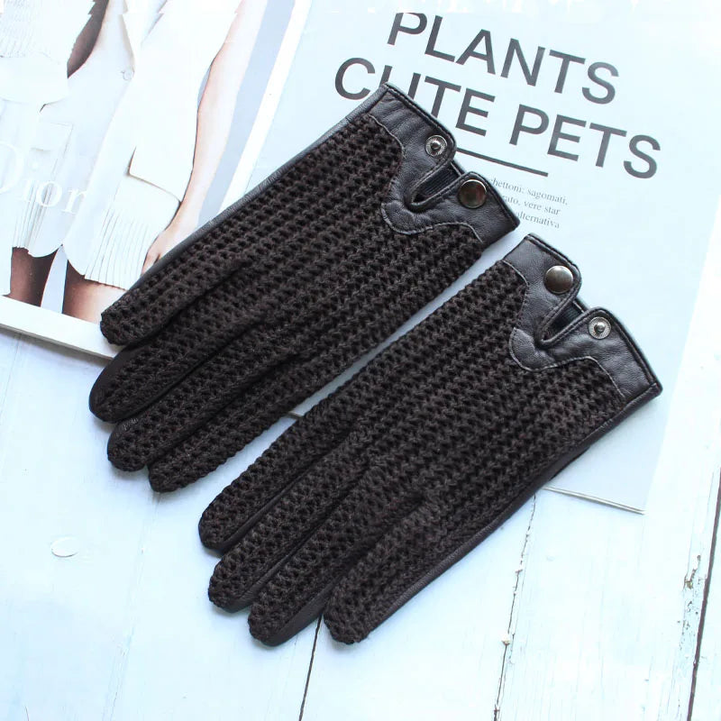 Chic Leather Women's Sheepskin Gloves that are Non-Slip, Touchscreen, Breathable for Driving and Riding excellent gift