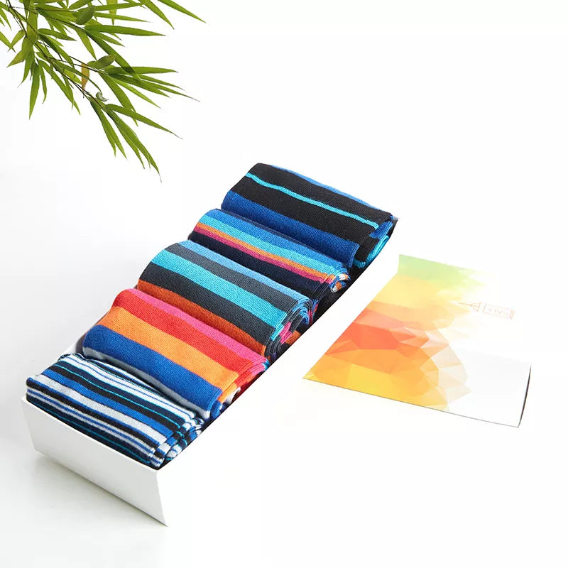 5 Paar bunte, weiche, atmungsaktive Herrensocken aus Bambusmischung