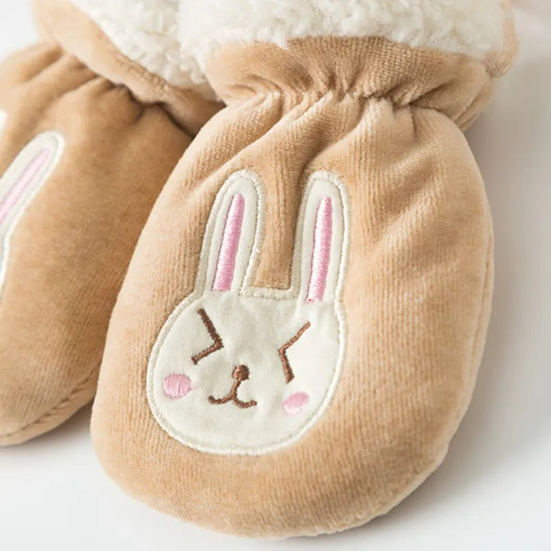 Cartoon baby winter gloves: full finger mittens for infant & toddler hand warmth (0-3Y) - anti-grab, fleece-lined!