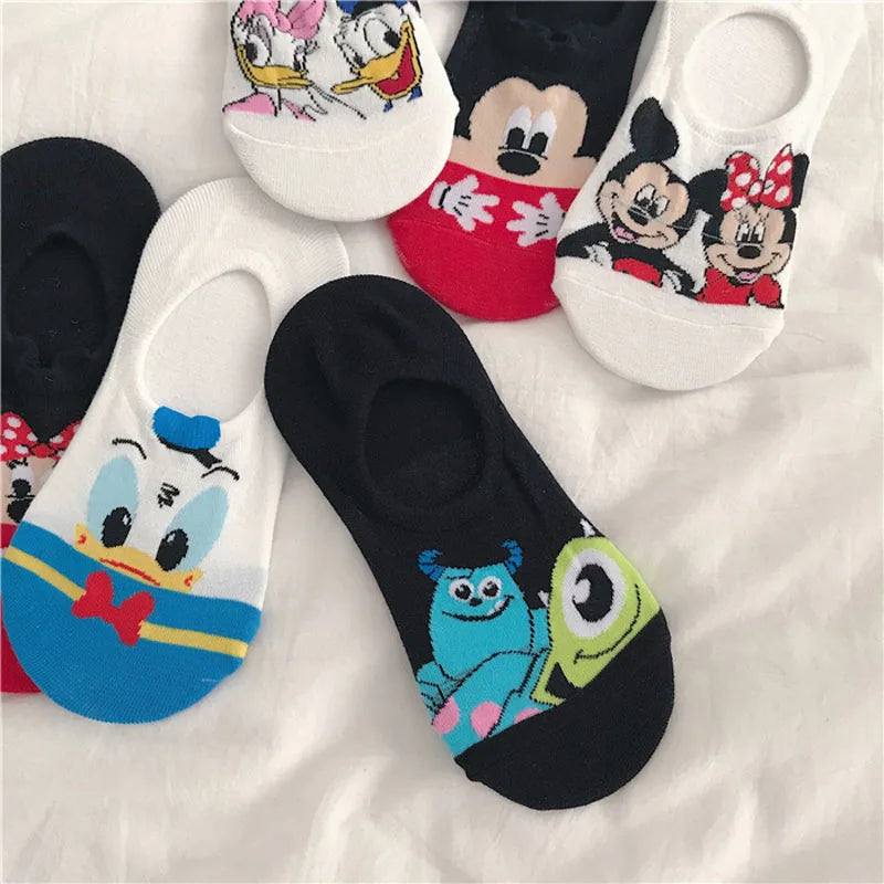 5 pairs Disney luney tunes cartoon socks - cute & casual women's invisible socks (size 34-40)