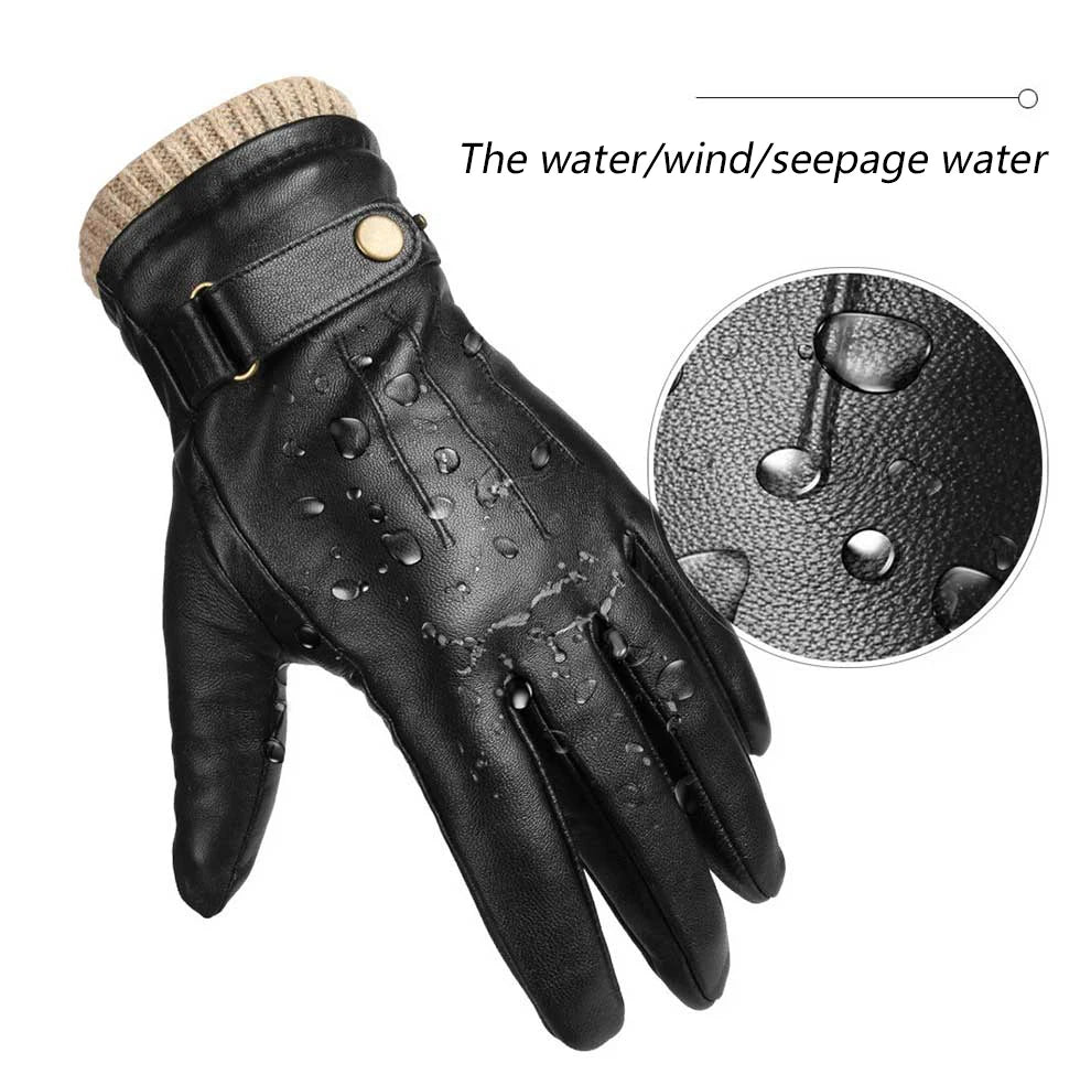 Mens Winter Gloves Nappa Leather Warm Cashmere Touchscreen