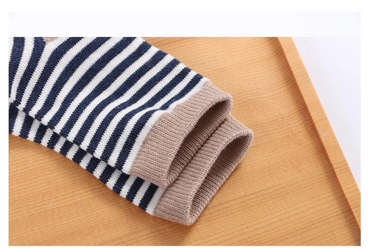 5 pairs girls baby soft cotton socks - warm striped cartoon socks for 0-8 years