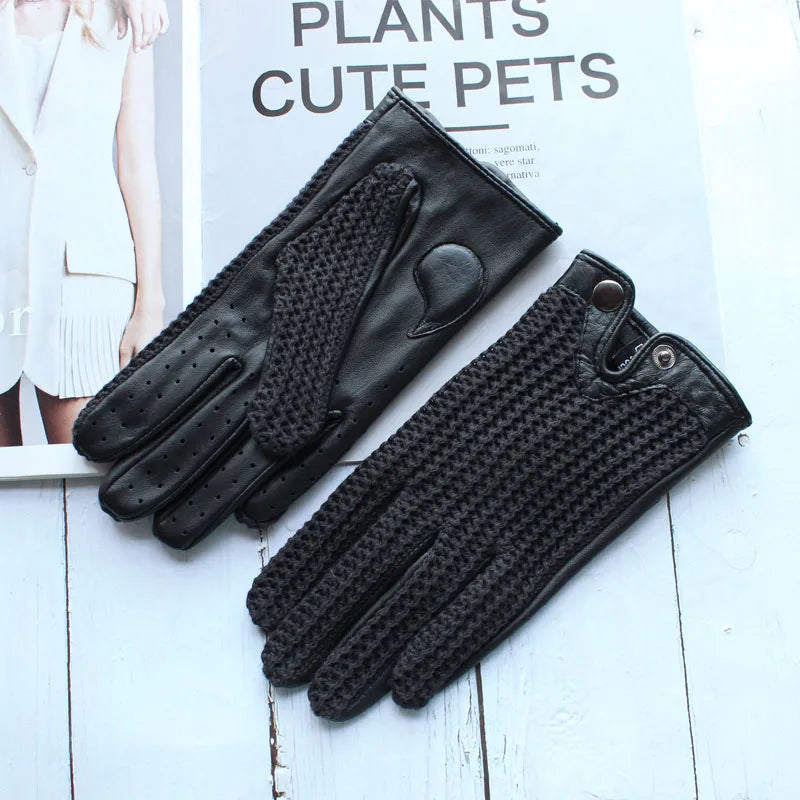 Chic Leather Women's Sheepskin Gloves that are Non-Slip, Touchscreen, Breathable for Driving and Riding excellent gift