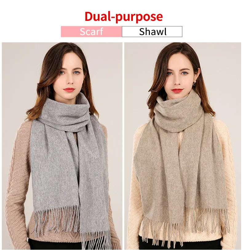 Elegant pure Wool Scarf / Pashmina with Tassels