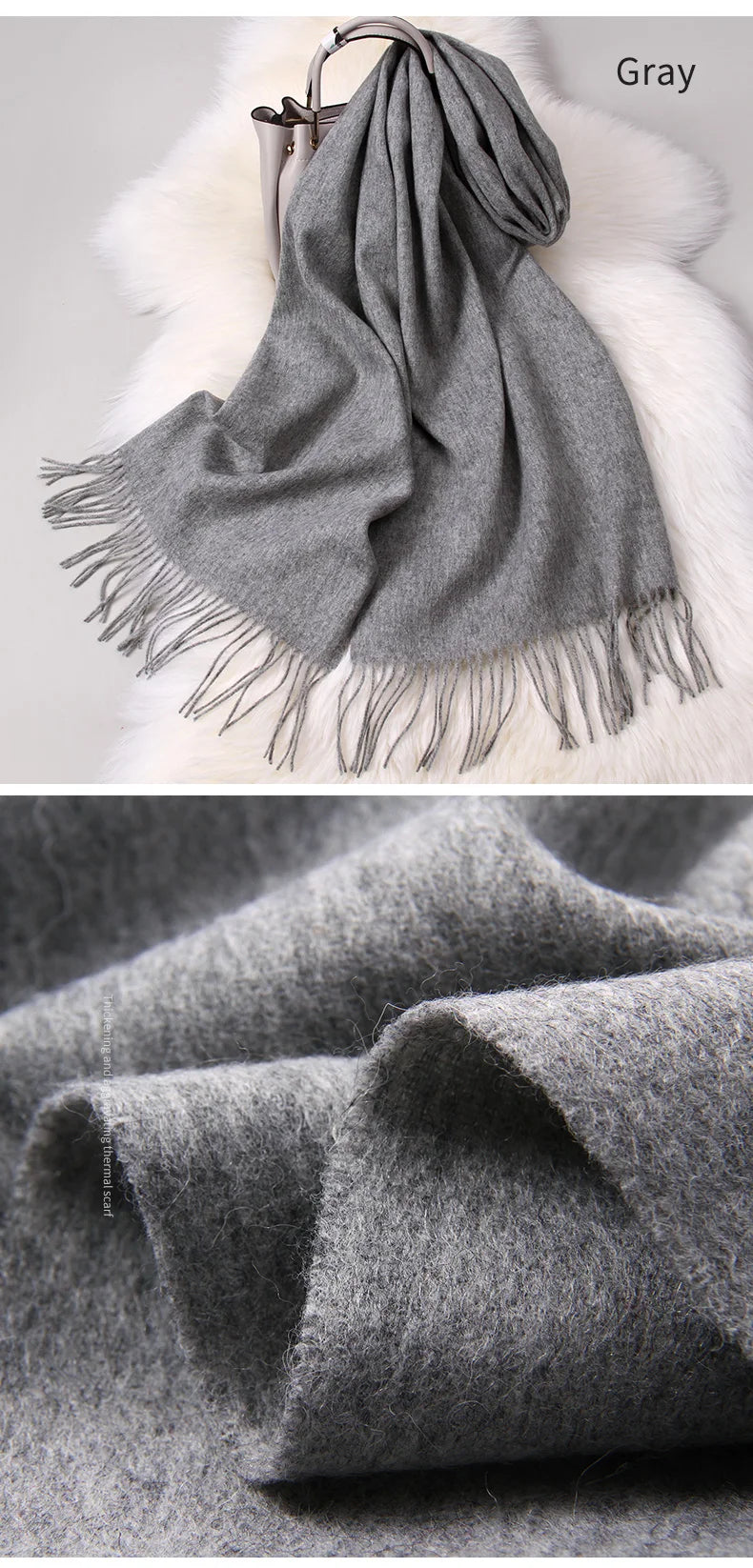 Elegant pure Wool Scarf / Pashmina with Tassels