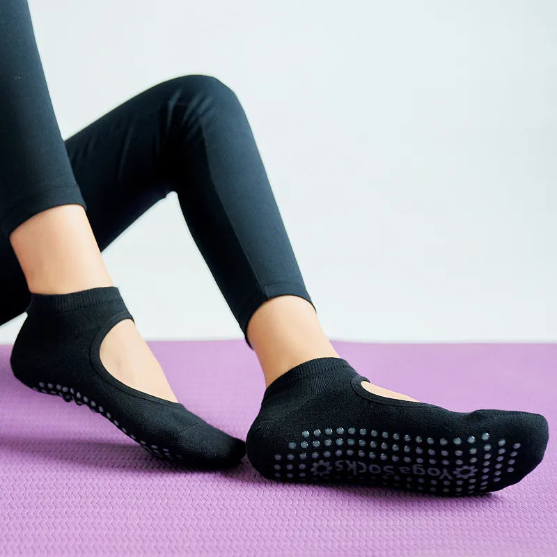 Women High Quality Pilates Socks Anti-Slip Breathable Backless Yoga Socks Ladies Ballet Dance Sports Socks for Fitness Gym