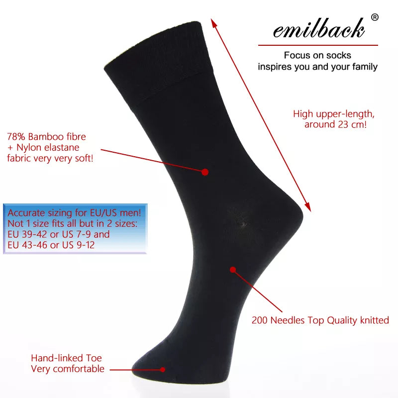 5 Paar bunte, weiche, atmungsaktive Herrensocken aus Bambusmischung
