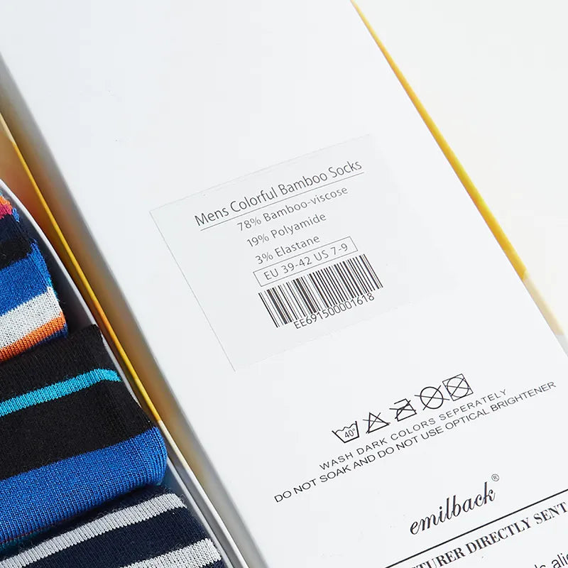 5 Paar bunte, weiche, atmungsaktive Herrensocken aus Bambusmischung