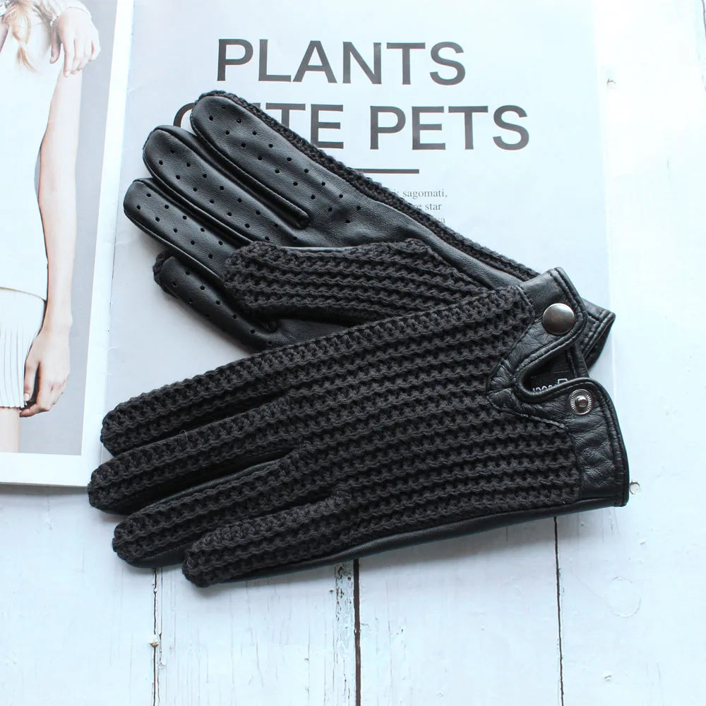 Chic Leather Women's Sheepskin Gloves that are Non-Slip, Touchscreen, Breathable for Driving and Riding excellent gift