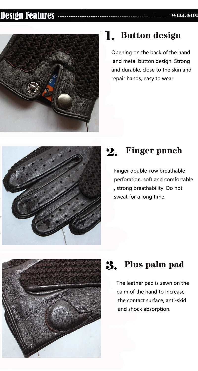 Chic Leather Women's Sheepskin Gloves that are Non-Slip, Touchscreen, Breathable for Driving and Riding excellent gift