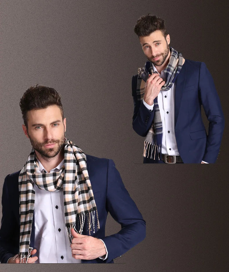 High quality fashion elegant shawl scarves men for extra winter warmth scarf for business cotton wraps
