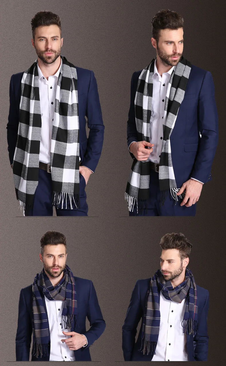 High quality fashion elegant shawl scarves men for extra winter warmth scarf for business cotton wraps