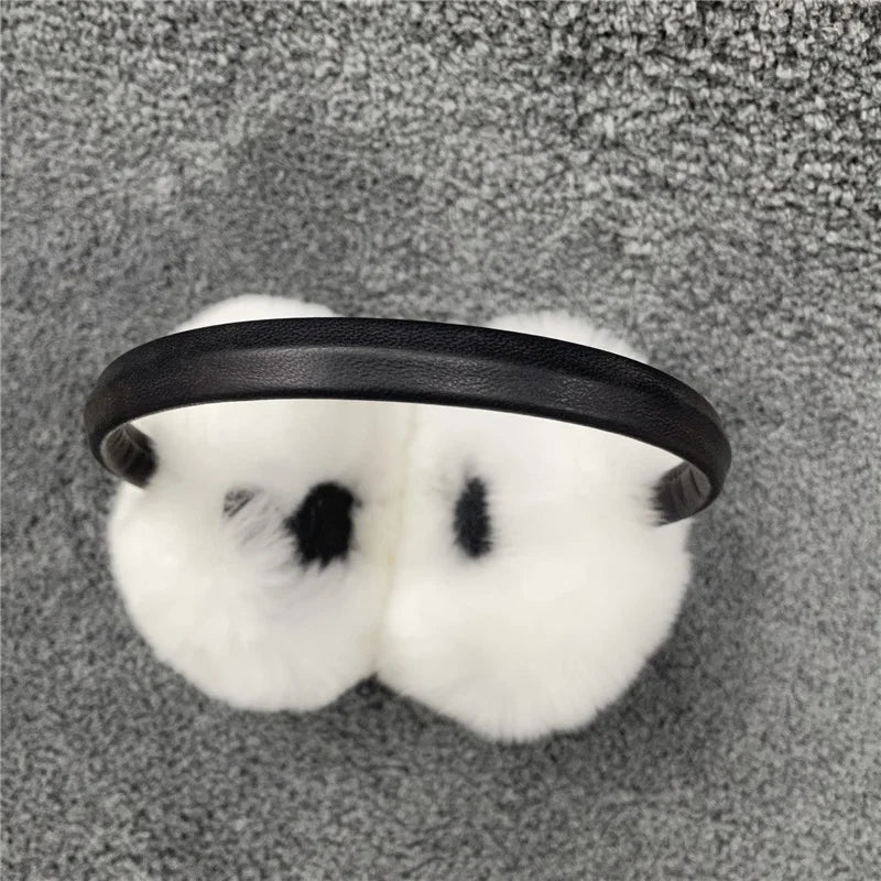 pure luxury with 100% natural rex rabbit fur earmuff women's for winter keep warm ear cover
